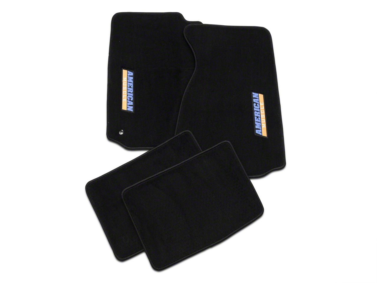 Black Floor Mats - AmericanMuscle Logo (94-04 All)