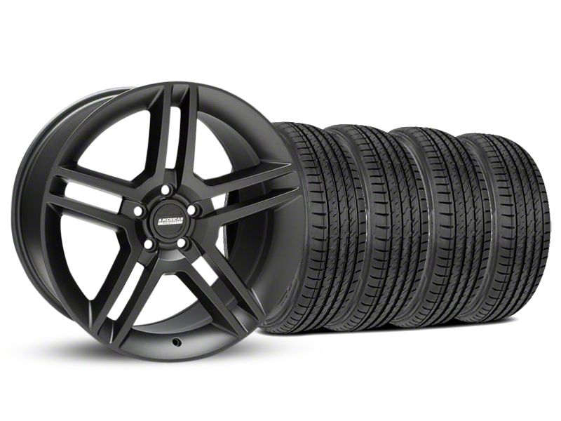 Staggered Matte Black 2010 Style GT500 Wheel & Sumitomo Tire Kit - 19x8.5/10 (05-14 All)