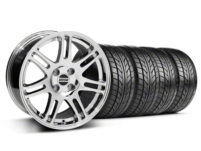 Chrome 10th Anniversary Style Wheel & NITTO Tire Kit - 17x9 (87-93; Excludes 93 Cobra)