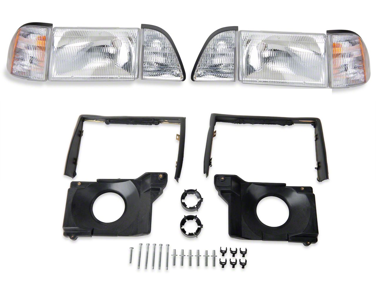 Stock OE Headlights and Adjusting Plate Kit (87-93 All)