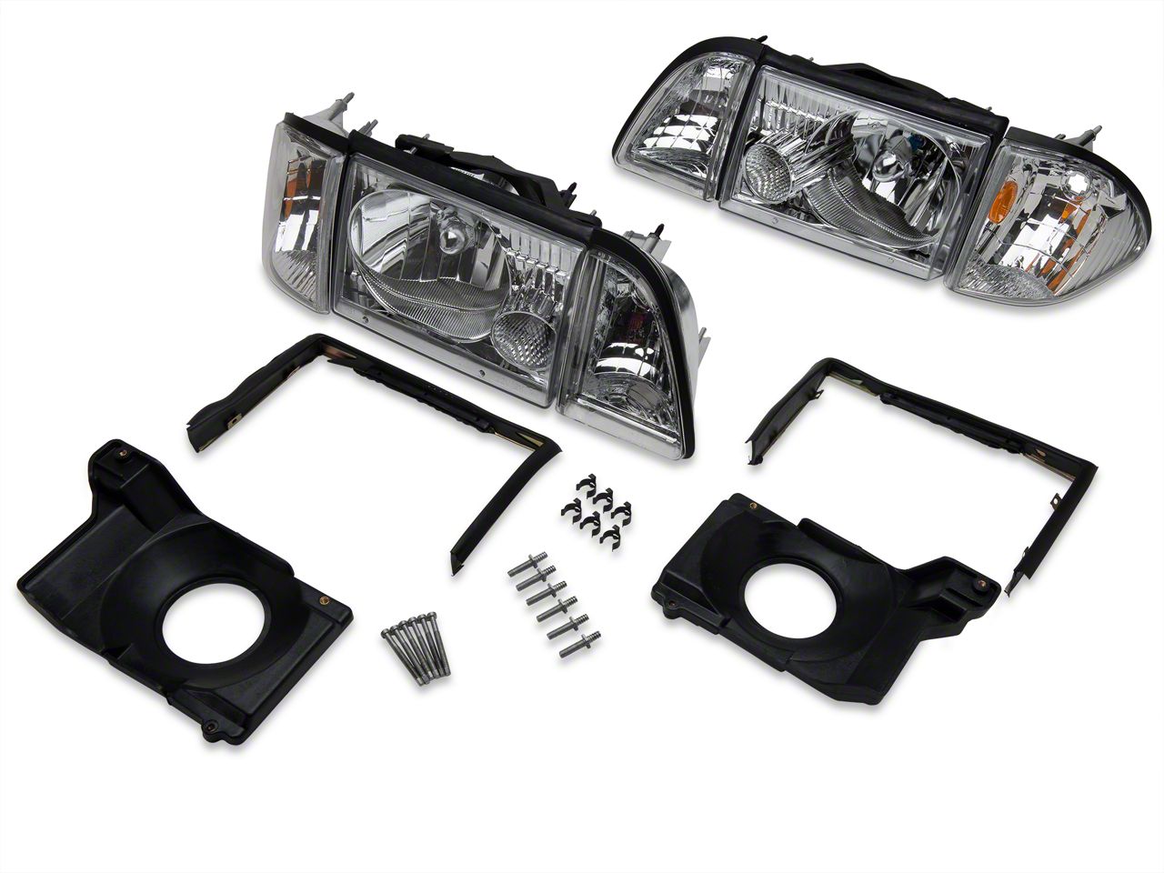 Chrome Headlights and Adjusting Plate Kit (87-93 All)