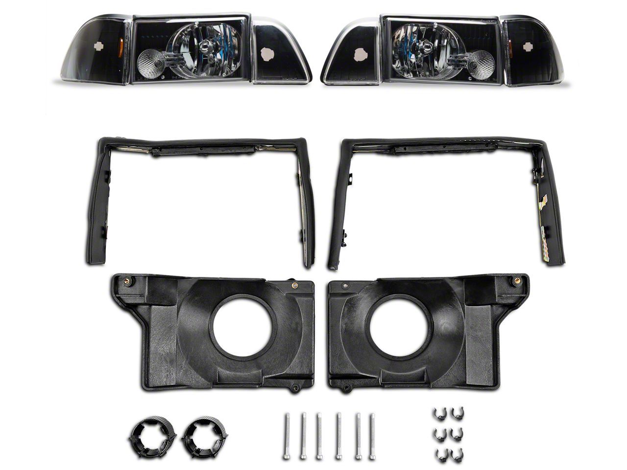 Black Headlights and Adjusting Plate Kit (87-93 All)