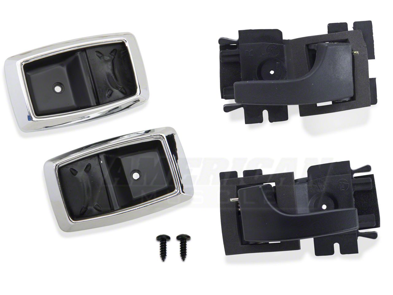 Interior Door Handle and Bezel Kit - Black/Chrome (79-93 All)