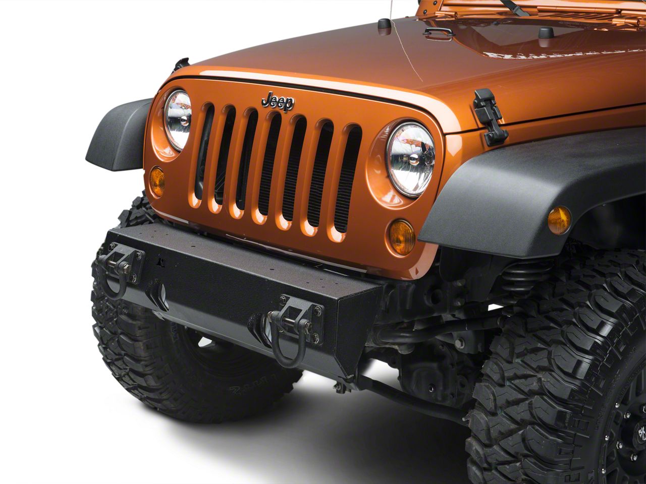 Rugged Ridge XHD Short Front Light Mount Bumper Base w/Black D-Rings, Textured Black (07-13 Wrangler JK)