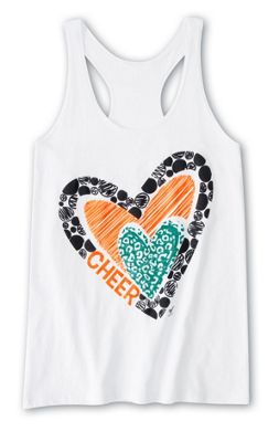 White Cheer Heart Loose Tank