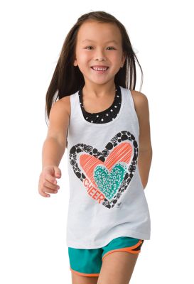 Youth White Cheer Heart Loose Tank