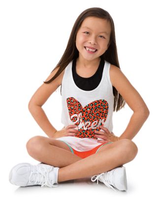Youth Animal Print Heart Loose Tank - Cheer