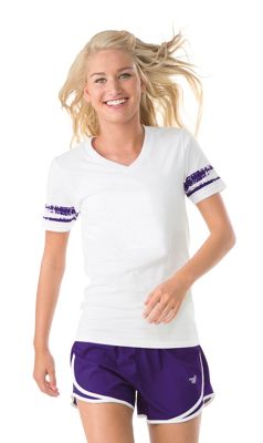 Striped Sleeve V-Neck Tee