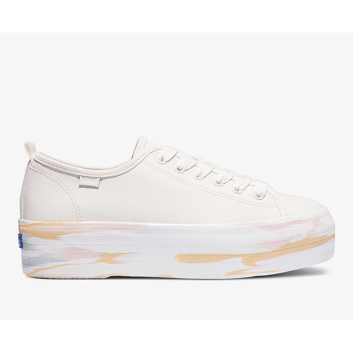 Keds Triple Up Leather Leather Marble In Cream Multi
