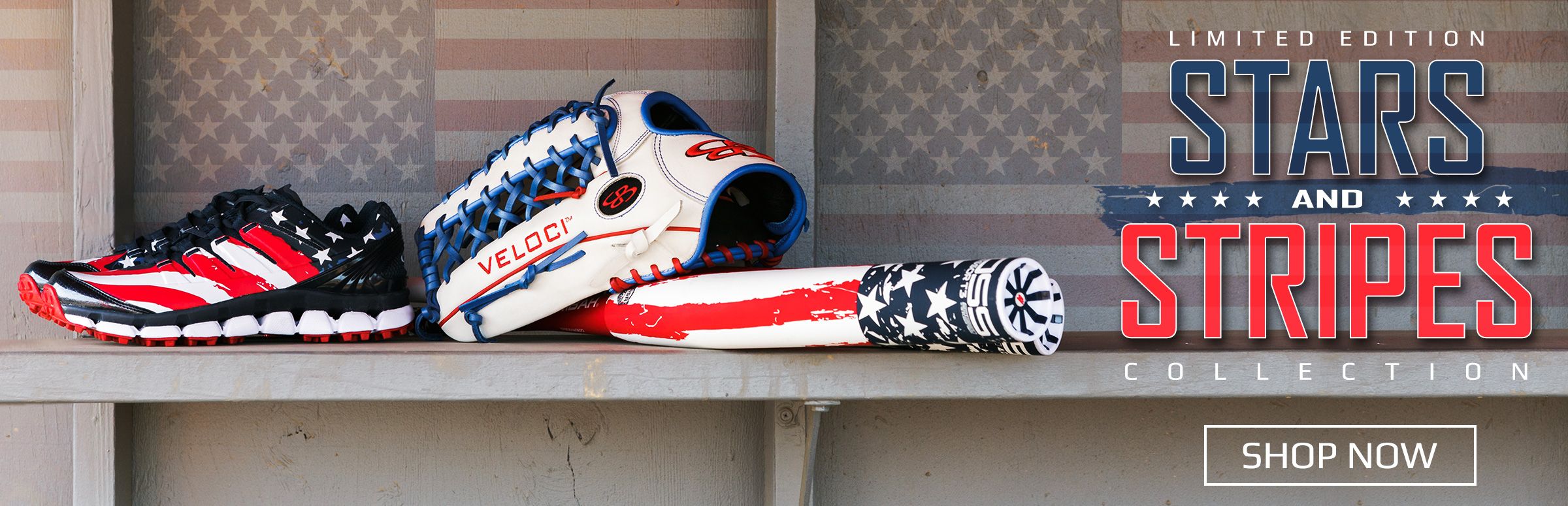 Boombah Special Edition Stars and Stripes BOSS Bats, Turfs, and Fieling Gloves