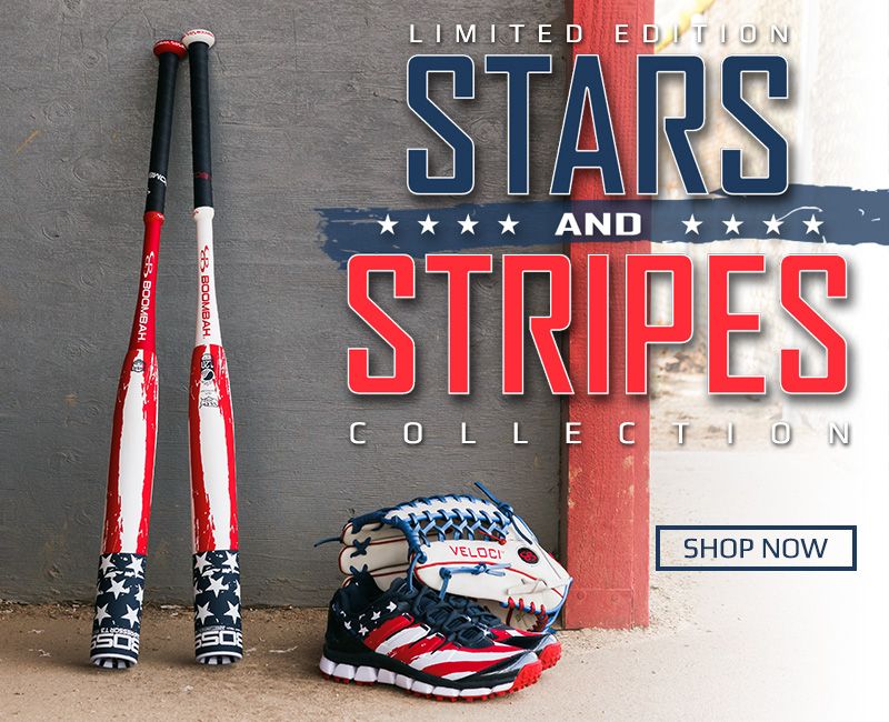 Boombah Special Edition Stars and Stripes BOSS Bats, Turfs, and Fieling Gloves