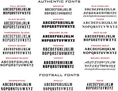 football jersey name font