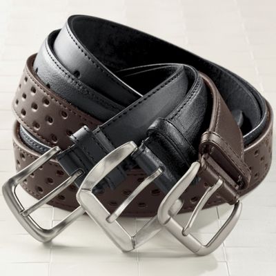 3 piece Mens Leather Belt Set