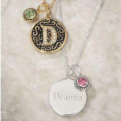 Personalized Initial name birthstone Pendant