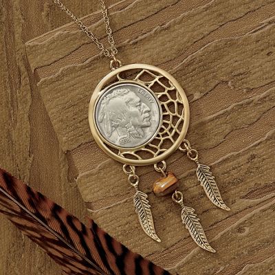Genuine Buffalo Nickel Dream Catcher Pendant