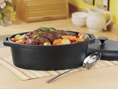 Pre Seasoned 7 Quart Oval Cast Iron Roaster