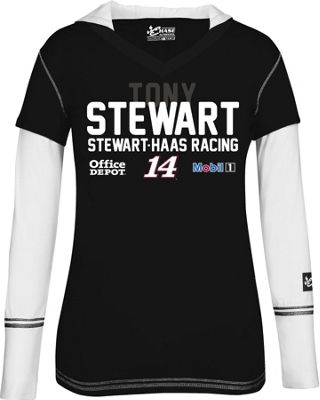 Tony Stewart 14 Ladies Layered Hoodie Tee