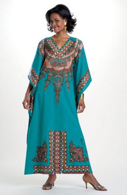 Turquoise Goddess Caftan 1
