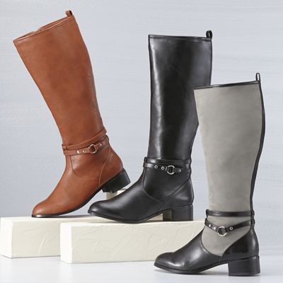 Riding Boot, Menna - 9 W Black Gray