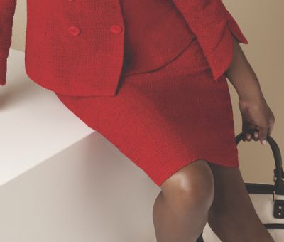 Pencil Skirt, Mira Textured - 18 Red