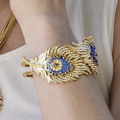 Peacock Feather Hinged Cuff