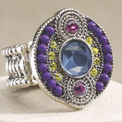 Ring Stretch Crystal Beaded Art Deco