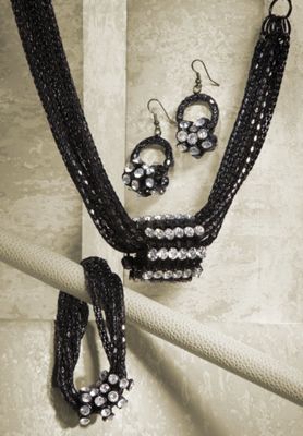 Crystal Necklace Earrings and Bracelet