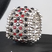 Ring Red And Black Crystal Stretch