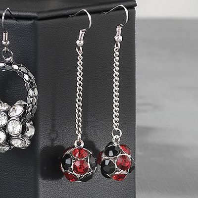 Earrings Red And Black Crystal