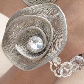 Bracelet Floral Mesh And Crystal Floral