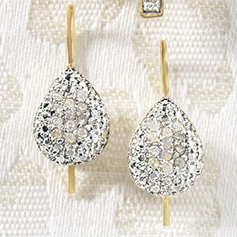 Earrings Leverback Diamond Teardrop Cluster