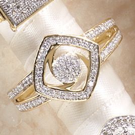 Ring 10K Gold Diamond Round Frame