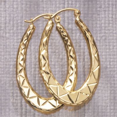 Hoops Diamond Cut Oblong