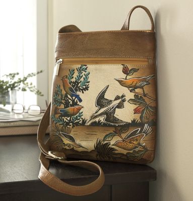 leather bird handbag