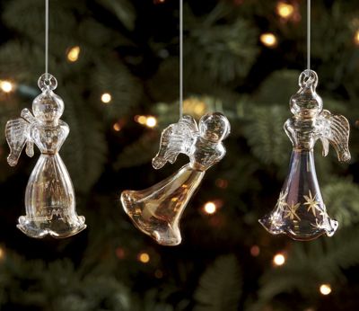 Angel Ornaments Set of 3 Egyptian Glass