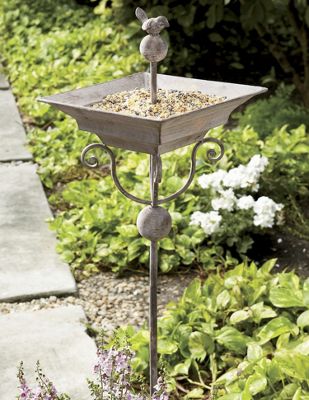 Garden Stake Bird Feeder birdbath