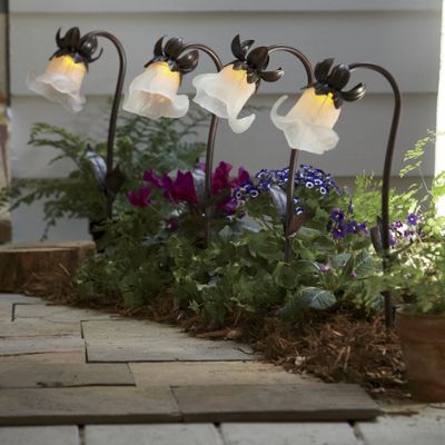 Set Of 4 Solar Flower Stakes