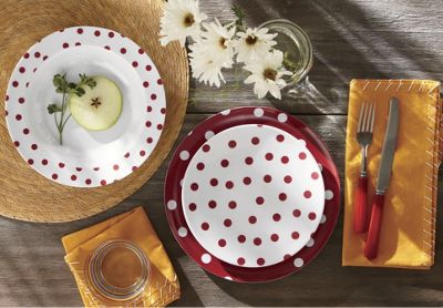12 piece polka dot dinnerware set
