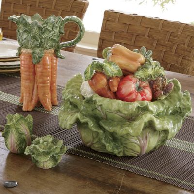 Garden Pitcher Salt and Pepper Set and Soup Tureen