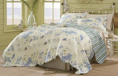 Blue Coral Oversized Reversible Cotton Quilt And Sham
