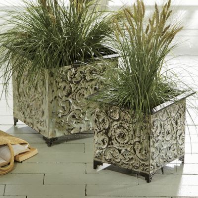 Set Of 2 Embossed Planters