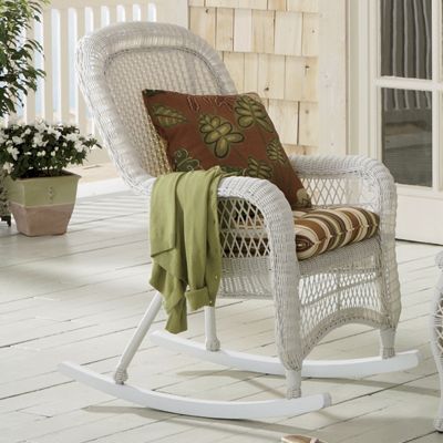 Peyton Weather Resistant Wicker Rocker and Pattern Perfect Chair Rocker Cushion