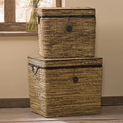 Trunks, Rattan, Set of 2