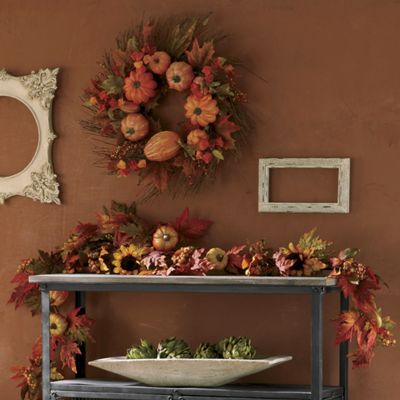 Pumpkin Wreath And Pumpkin and Sunflower Garland