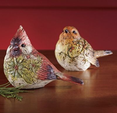 Figurines Festive Feathered Friends Set Of 2