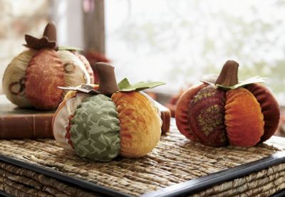 Set Of 3 Fabric Pumpkins