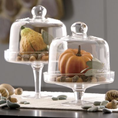 Set Of 2 Dessert Pedestals With Domes