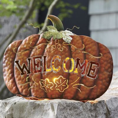 Welcome Pumpkin Candleholder
