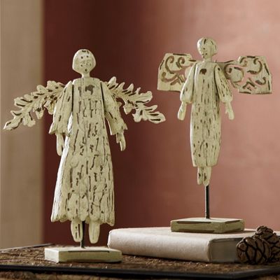 Set Of 2 Folk Art Angels