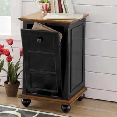 Distressed Two Tone Trash Bin